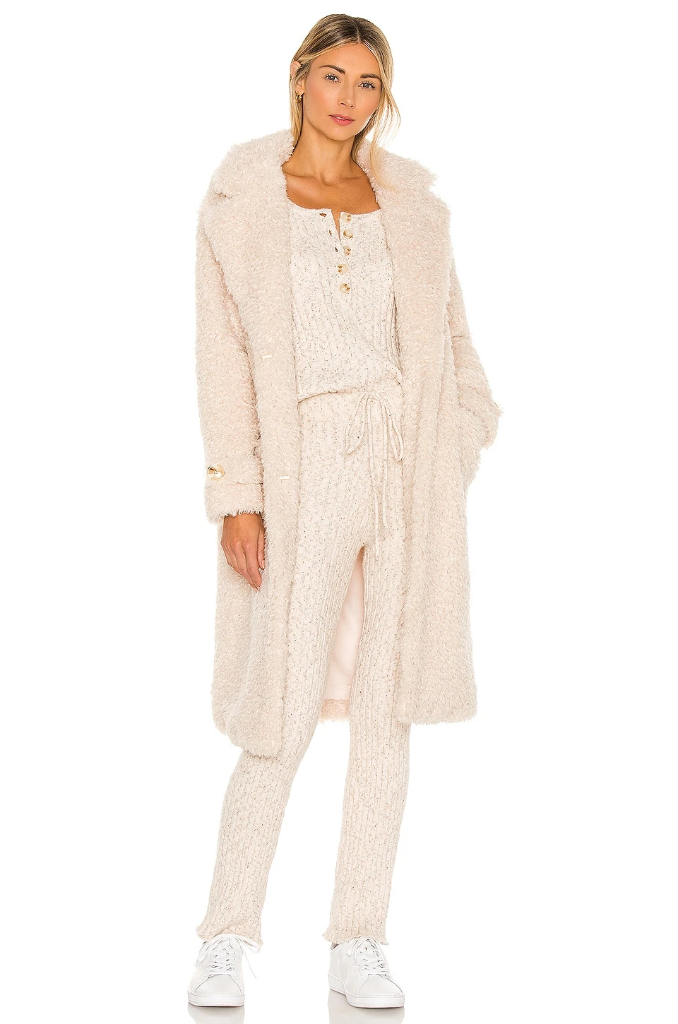 Laria Faux Fur Coat Ecru 3 Laria Faux Fur Coat Ecru