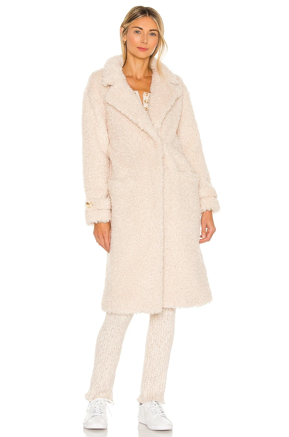 Laria Faux Fur Coat Ecru 4 Laria Faux Fur Coat Ecru - Image 2