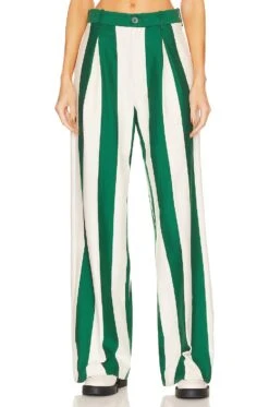 Rugby Pleated Pant Green & Ivory Stripe -Hot Sale Clothing Store HLSA WP27 V1 1