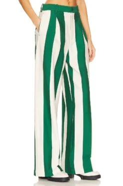 Rugby Pleated Pant Green & Ivory Stripe -Hot Sale Clothing Store HLSA WP27 V2