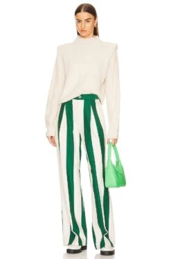 Rugby Pleated Pant Green & Ivory Stripe -Hot Sale Clothing Store HLSA WP27 V4