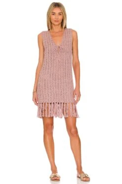 X REVOLVE Neza Crochet Mini Dress Lilac