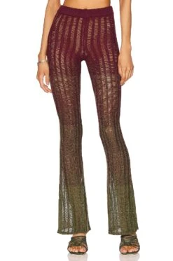 Zicatela Knit Pant W Side Slits Red Green Ombre