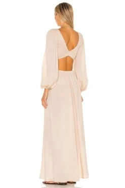 Julie Solid Ruched Bodice Cutaway Maxi Dress Doe -Hot Sale Clothing Store INDA WD710 V3