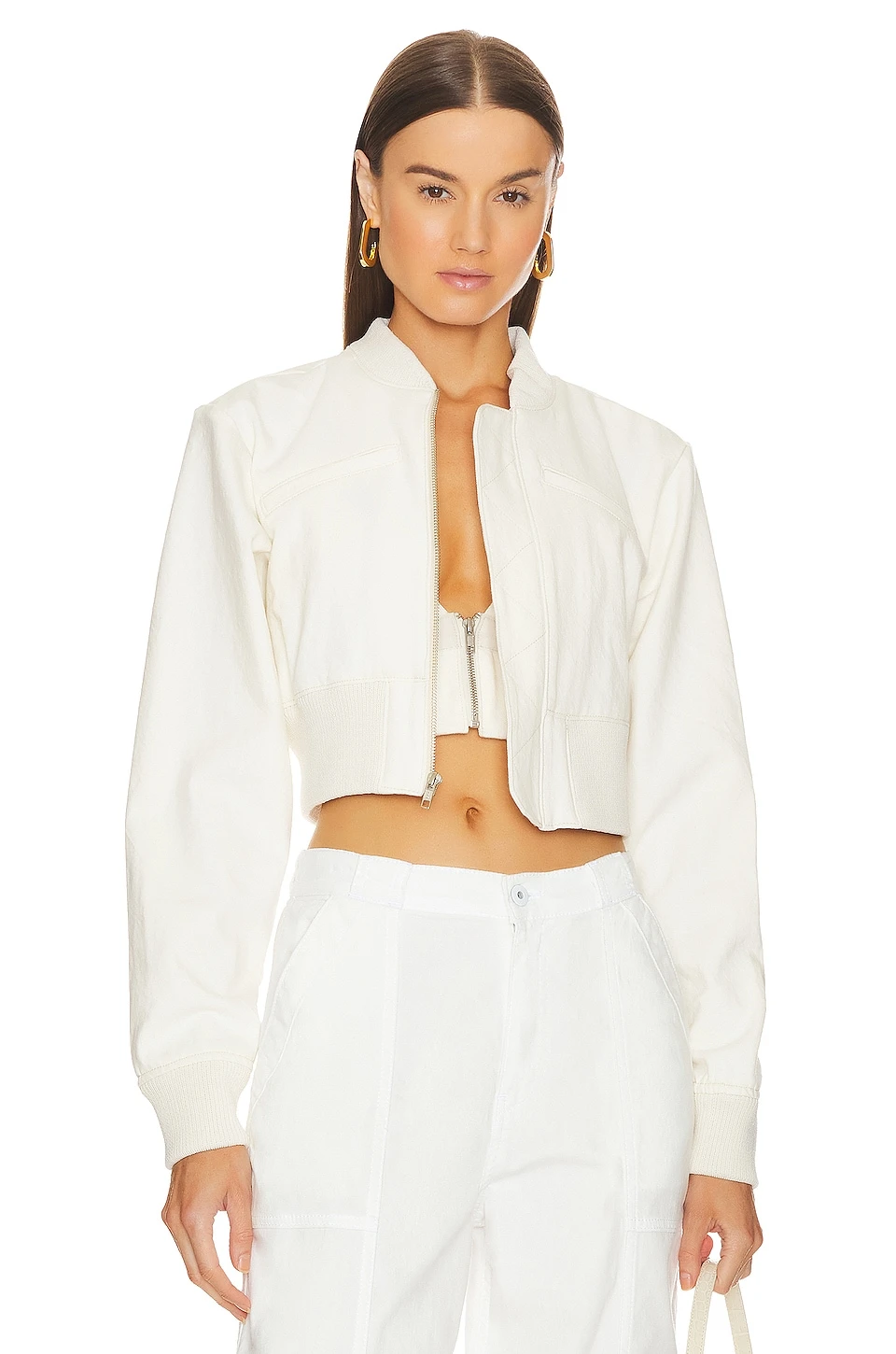 Lorenzo Cropped Denim Jacket Bra Combo Ecru 3 Lorenzo Cropped Denim Jacket Bra Combo Ecru