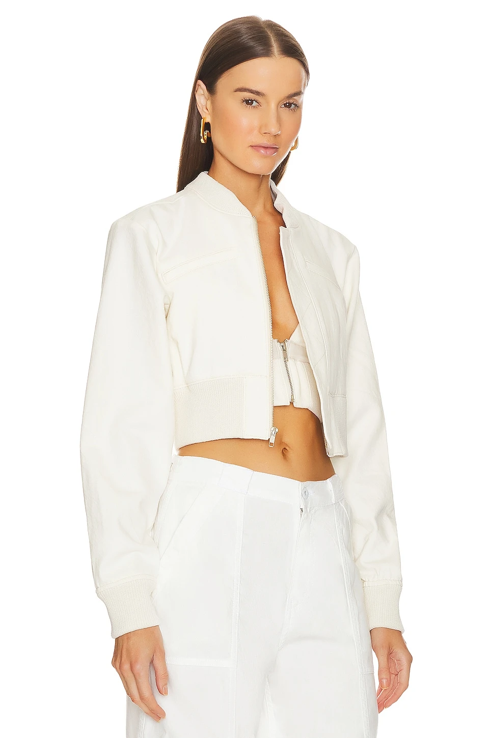 Lorenzo Cropped Denim Jacket Bra Combo Ecru 5 Lorenzo Cropped Denim Jacket Bra Combo Ecru - Image 3