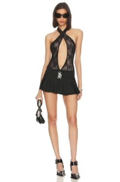 Jaded London Nocturnal Lace Mini Dress Black