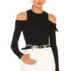 Mandy Compact Cut Out Belt Tie Top Black -Hot Sale Clothing Store JSKI WS55 V1