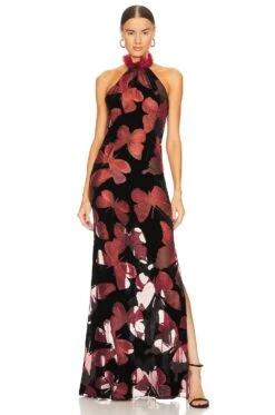 Butterfly Velvet Gown Multi