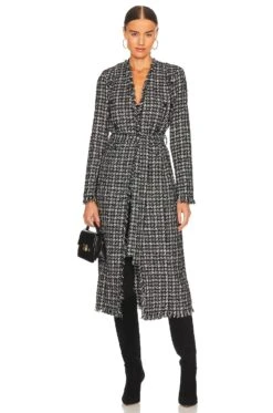 Oakley Longline Double Breasted Black & Ivory Metallic Houndstooth