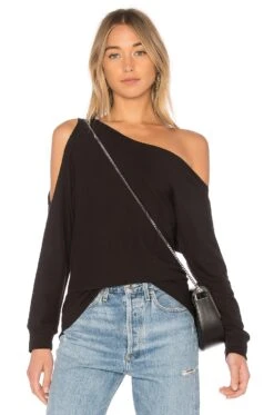 One Shoulder Pullover Black -Hot Sale Clothing Store LANS WO124 V1 1