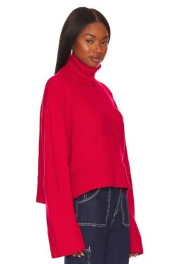 Leal Back Slit Turtleneck Red -Hot Sale Clothing Store LCDE WK227 V3