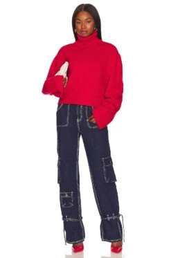 Leal Back Slit Turtleneck Red -Hot Sale Clothing Store LCDE WK227 V5