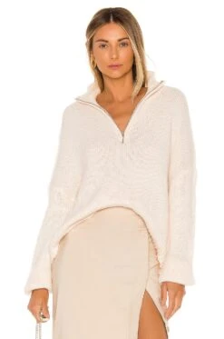 Oliver Zip Up Sweater White