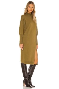Beverly Mock Neck Dress Olive -Hot Sale Clothing Store LEAX WD239 V3