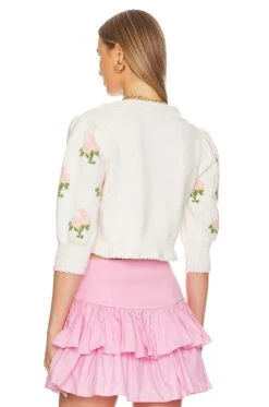 LoveShackFancy Malibu Crop Cardigan Strawberry Shortcake 10 LoveShackFancy Malibu Crop Cardigan Strawberry Shortcake -Hot Sale Clothing Store LESH WK113 V3