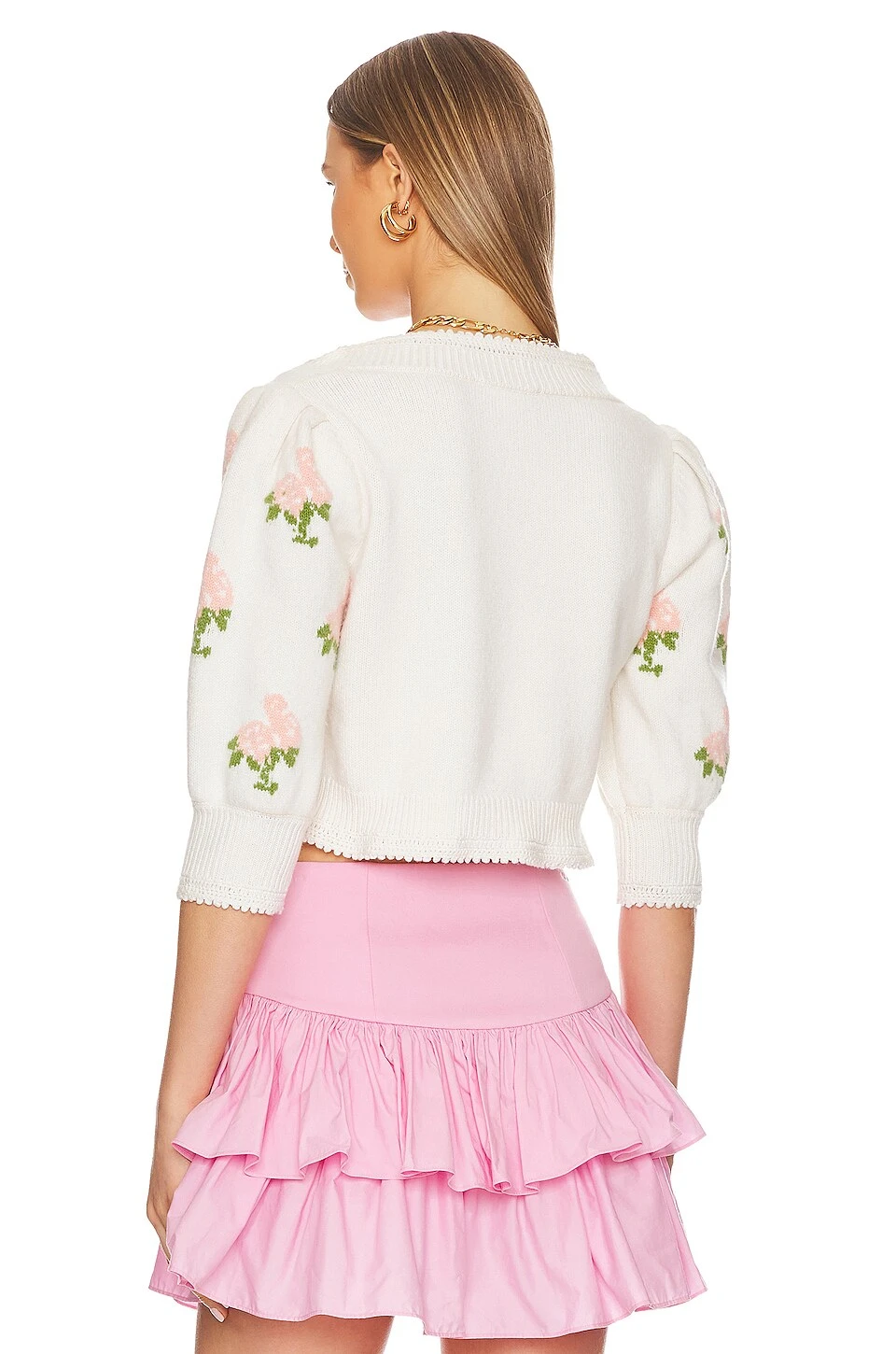 LoveShackFancy Malibu Crop Cardigan Strawberry Shortcake 5 LoveShackFancy Malibu Crop Cardigan Strawberry Shortcake - Image 3