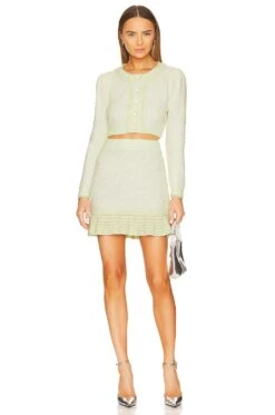 LoveShackFancy Twain Crop Cardigan Pistachio -Hot Sale Clothing Store LESH WK114 V4