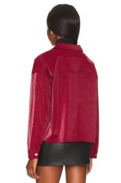 Textured Check Faux Leather Shacket Red -Hot Sale Clothing Store LNA WO94 V3