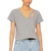 Fallon V Neck Tee Heather Grey -Hot Sale Clothing Store LNA WS1496 V1