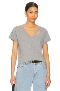 Fallon V Neck Tee Heather Grey