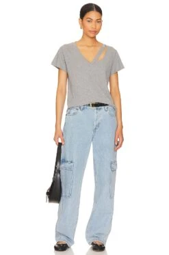 Fallon V Neck Tee Heather Grey -Hot Sale Clothing Store LNA WS1496 V4