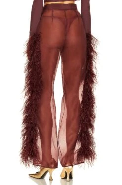 Organza High Waisted Trouser W Ostrich Merlot -Hot Sale Clothing Store LOIN WP6 V3