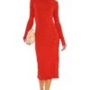 Mock Neck Midi Dress Spice Red -Hot Sale Clothing Store LOVF WD2908 V1