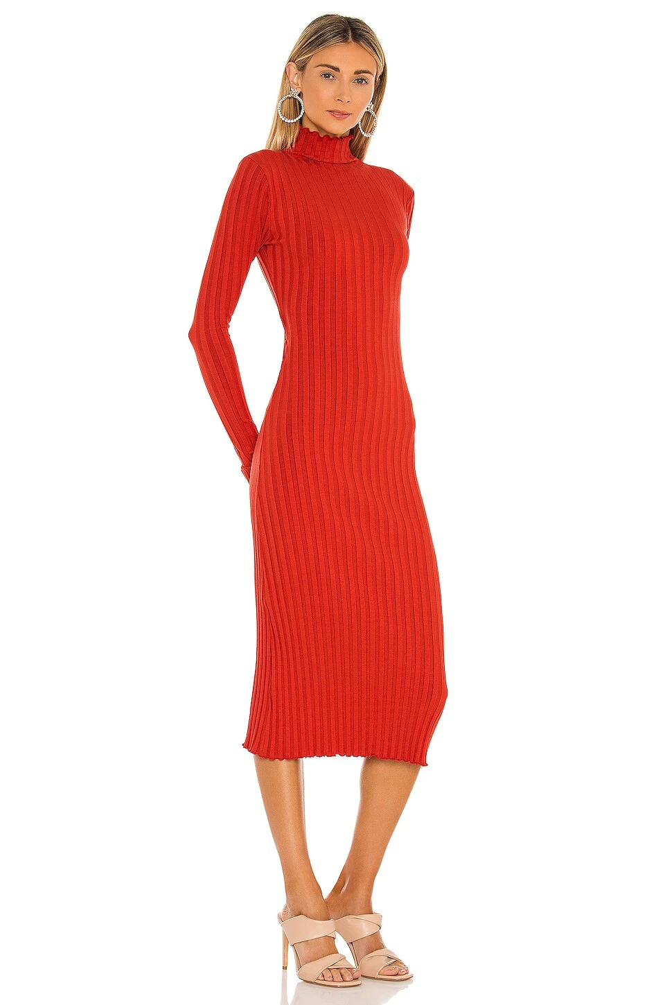 Mock Neck Midi Dress Spice Red 4 Mock Neck Midi Dress Spice Red - Image 2