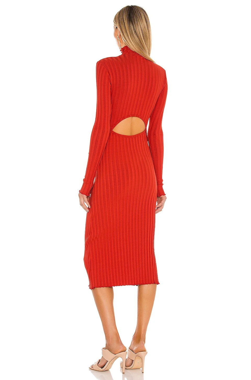 Mock Neck Midi Dress Spice Red 5 Mock Neck Midi Dress Spice Red - Image 3