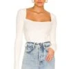 Tie Back Fitted Rib Sweater White -Hot Sale Clothing Store LOVF WK1071 V1