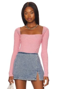 Tie Back Fitted Rib Sweater White -Hot Sale Clothing Store LOVF WK1125 V1