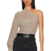 Kenzie One Shoulder Sweater Oatmeal -Hot Sale Clothing Store LOVF WK1192 V1