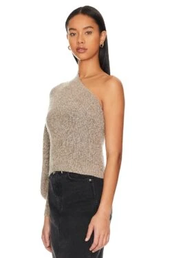 Kenzie One Shoulder Sweater Oatmeal -Hot Sale Clothing Store LOVF WK1192 V3