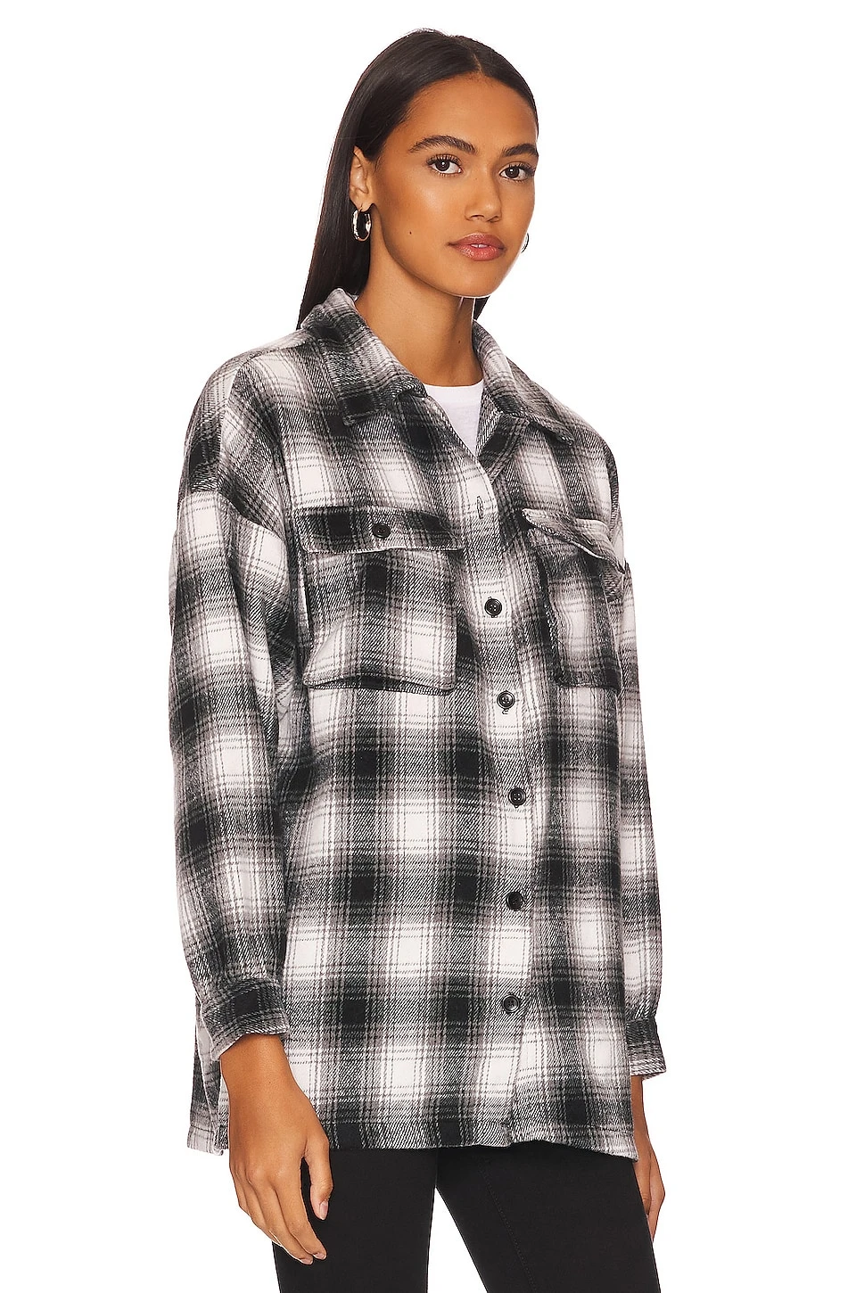 Harlow Flannel Shacket Black & White 4 Harlow Flannel Shacket Black & White - Image 2