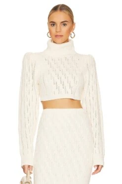Laraine Cable Turtleneck Sweater Ivory