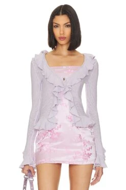 CARDIGAN RUFFLE SWEATER Light Pink 14 CARDIGAN RUFFLE SWEATER Light Pink -Hot Sale Clothing Store LPAR WK220 V1