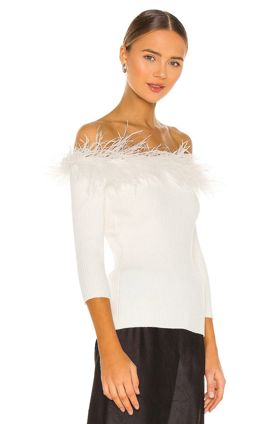 MILLY Feather Top Ecru 4 MILLY Feather Top Ecru - Image 2