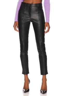 MILLY Rue Faux Leather Pants Black