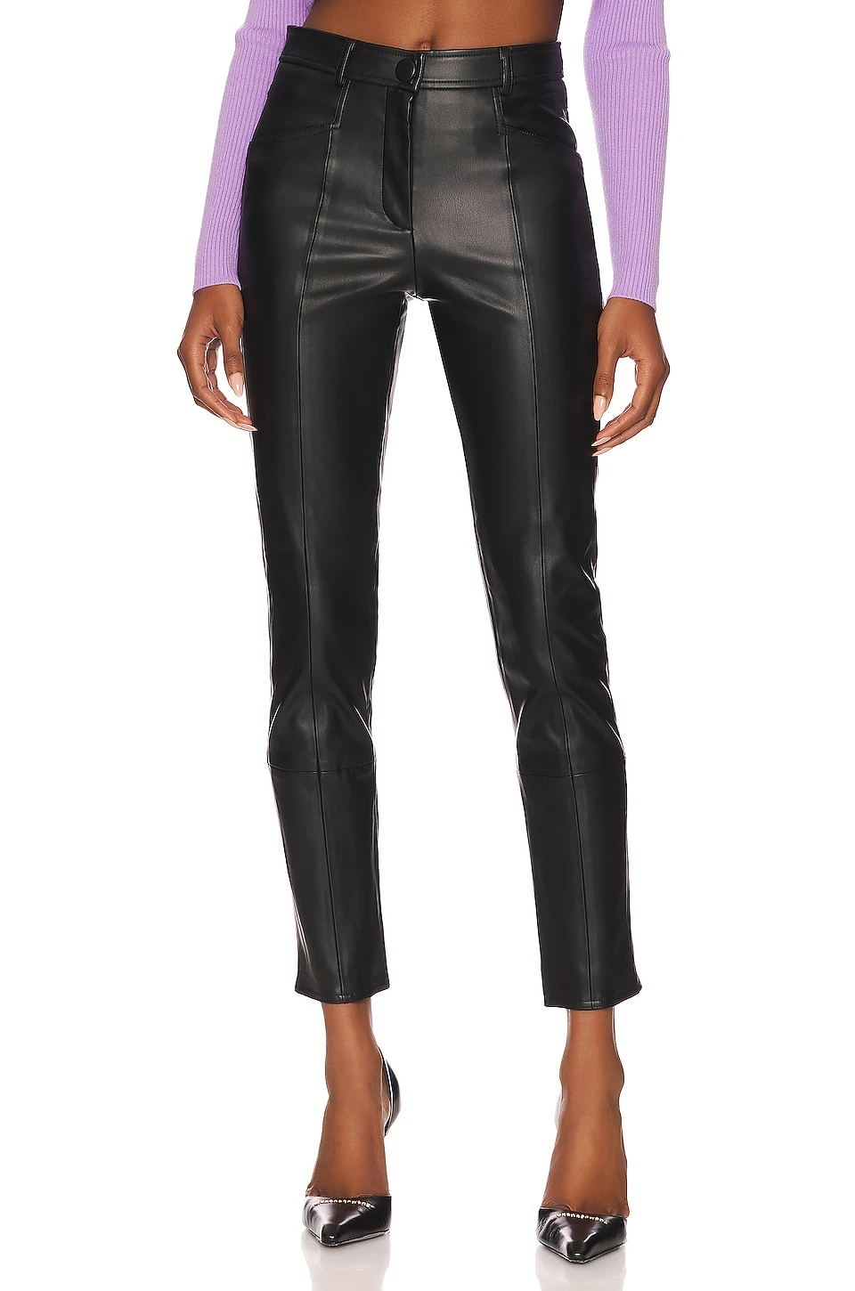 MILLY Rue Faux Leather Pants Black 3 MILLY Rue Faux Leather Pants Black