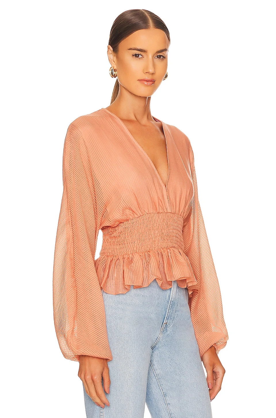 Minkpink Tahlia Shirred Blouse Terracotta 4 Minkpink Tahlia Shirred Blouse Terracotta - Image 2