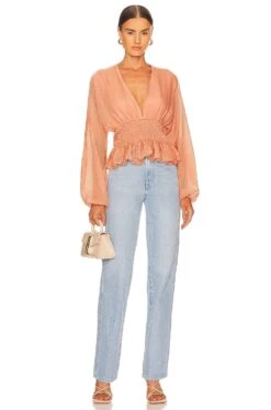 Minkpink Tahlia Shirred Blouse Terracotta 9 Minkpink Tahlia Shirred Blouse Terracotta -Hot Sale Clothing Store MINK WS490 V4