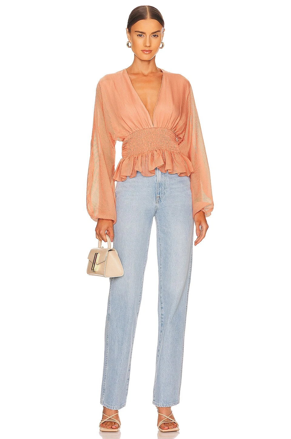 Minkpink Tahlia Shirred Blouse Terracotta 6 Minkpink Tahlia Shirred Blouse Terracotta - Image 4