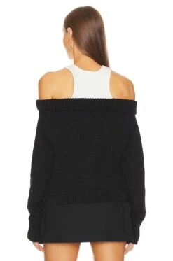 Off Shoulder Sweater Black -Hot Sale Clothing Store MONS WK1 V3
