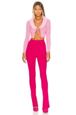 Millie Faux Fur Collar Cardigan Pink 9 Millie Faux Fur Collar Cardigan Pink -Hot Sale Clothing Store MOTO WK22 V4