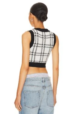Josefine Crop Sweater Vest Black & White -Hot Sale Clothing Store MOTO WK43 V3