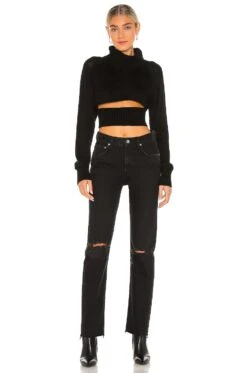 Winston Cropped Turtleneck Sweater Black -Hot Sale Clothing Store NBDR WK35 V4