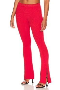 Zuri Knit Pants With Ankle Slits Red