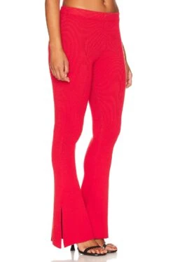 Zuri Knit Pants With Ankle Slits Red -Hot Sale Clothing Store NBDR WP183 V3