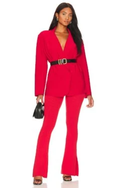 Zuri Knit Pants With Ankle Slits Red -Hot Sale Clothing Store NBDR WP183 V5